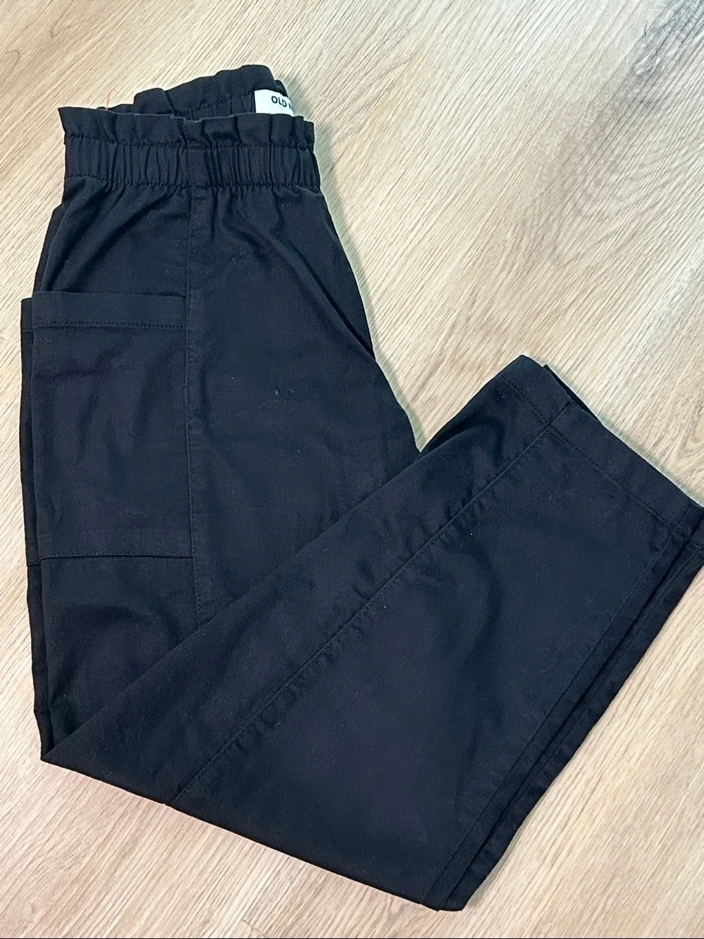 Old Navy Black Elastic-Waist Pull On Pants for girls Size L 100% Cotton. Cargo